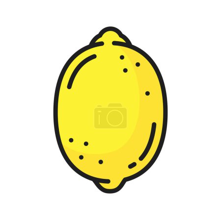 Illustration for Lemon citrus fruit isolated color line icon. Vector juicy lemon, outline tropical citron, ripe sour fruit in zest. Refreshing summer food dessert - Royalty Free Image