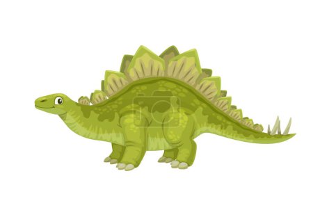 Illustration for Cartoon Stegosaurus dinosaur character. Extinct animal, prehistoric lizard isolated vector cheerful personage. Jurassic era reptile, paleontology dinosaur happy smiling mascot with spine plates - Royalty Free Image