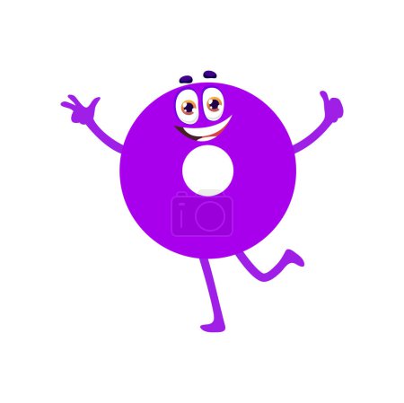 Illustration for Ring math shape character, round circle with hole in center geometric figure personage. Isolated vector education creature for kids school mathematics and geometry lessons, educational classes - Royalty Free Image