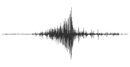 Illustration for Earthquake seismograph wave, isolated vector low and high richter scale vibration. Seismic activity waveform, record stereo, audio wave diagram, frequency tremor or music equalizer curve diagram - Royalty Free Image