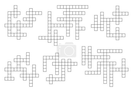 Illustration for Crossword game grid, blank boxes for word riddle or puzzle quiz, vector template. Crossword empty square boxes vertical and horizontal cross grid for newspaper game quiz or crossword layout - Royalty Free Image