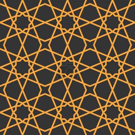 Illustration for Mashrabiya arabesque pattern, seamless Arabic Islamic ornament, vector background. Mashrabiya or Muslim mosaic geometric motif, arabesque pattern tile with Arabian or Turkish mosque wall lattice - Royalty Free Image