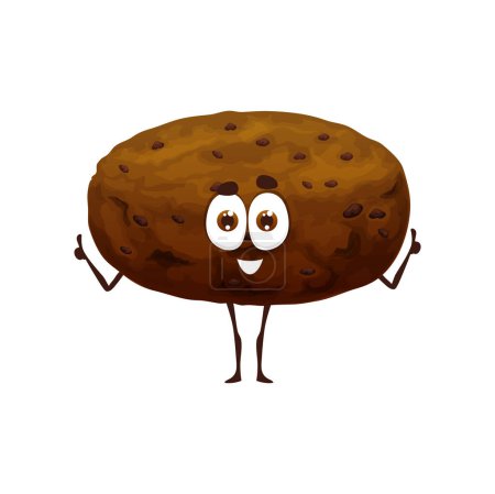 Illustration for Cartoon Irish barmbrack bread character, Ireland bakery and pastry, vector funny food. Barmbrack or brack bread from Irish cuisine, pastry pie with raisins as emoji or comic food emoticon - Royalty Free Image