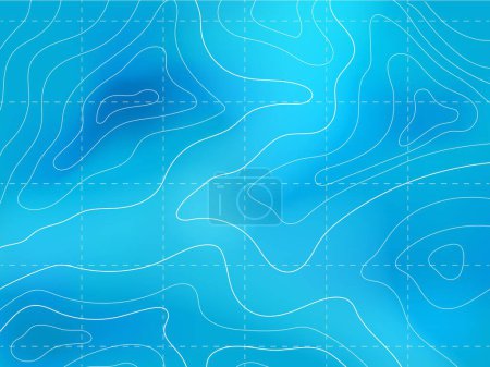 Illustration for Ocean or sea topographic map with terrain line contour, vector marine topography background. Nautical geography, ocean cartography and navigation topographic map with water landscape relief contour - Royalty Free Image