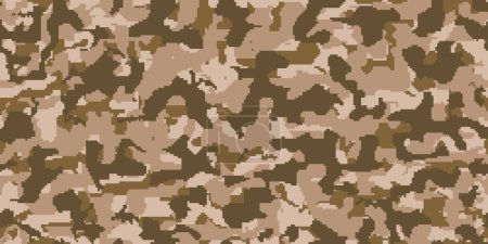 Illustration for Pixel military camouflage seamless pattern. Forest green. Commando clothing material, military fabric print, masking khaki or soldier combat defense camo vector pattern, army force uniform camouflage - Royalty Free Image