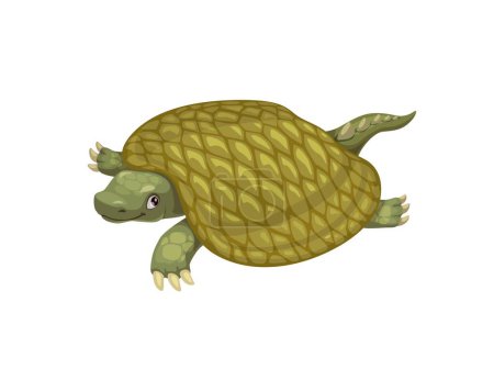 Illustration for Cartoon henodus dinosaur character. Isolated vector prehistoric turtle, giant reptile with shell. Paleontology science, ancient animal lived in Late Triassic period during the early Carnian age - Royalty Free Image