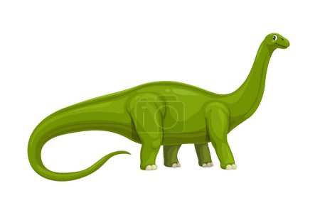Illustration for Cartoon apatosaurus dinosaur character. Isolated vector herbivorous creature, paleontology prehistoric science beast, sauropod dino lived in North America during the Late Jurassic period - Royalty Free Image