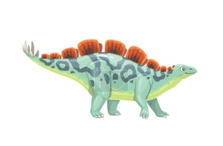 Téléchargez les illustrations : Caricature wuerhosaurus dinosaure caractère. Vecteur isolé préhistorique dino Jurassique herbivore animal Ancienne bête sauvage éteinte. Paléontologie créature herbivore avec queue pointue et crête sur le dos - en licence libre de droit
