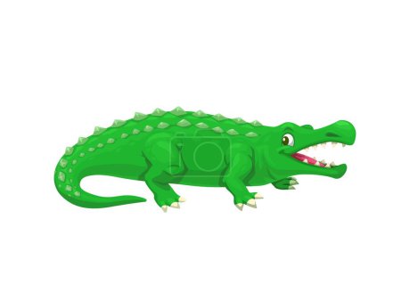 Illustration for Cartoon sarcosuchus dinosaur character. Isolated vector extinct genus of crocodyliform lived during the Early Cretaceous Period. Ancient crocodile reptile, prehistoric carnivorous animal - Royalty Free Image