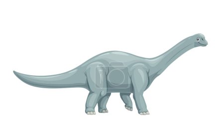 Téléchargez les illustrations : Caricature haplocanthosaurus dinosaure caractère. Vecteur isolé ancien animal herbivore. Genre éteint de sauropode intermédiaire à long cou et queue. Paléontologie préhistorique science créature - en licence libre de droit