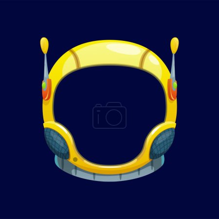 Illustration for Spaceman cosmonaut mask, cute helmet for video chat face effect or sticker frame. Vector astronaut headset with antenna, helmet for photo booth - Royalty Free Image