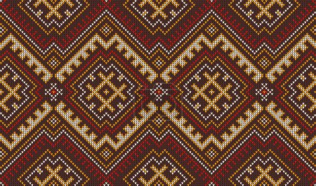 Ilustración de Patrón de punto mexicano peruano azteca, ornamento étnico nativo americano. Suéter patrón textil, indígena ornamento geométrico ropa. Ropa bordado, tela o alfombra de lana azteca telón de fondo de punto - Imagen libre de derechos
