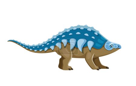 Illustration for Cartoon Panoplosaurus dinosaur character. Prehistoric monster or reptile, Cretaceous period lizard. Paleontology animal, isolated herbivore armored dinosaur vector comical personage with spikes - Royalty Free Image