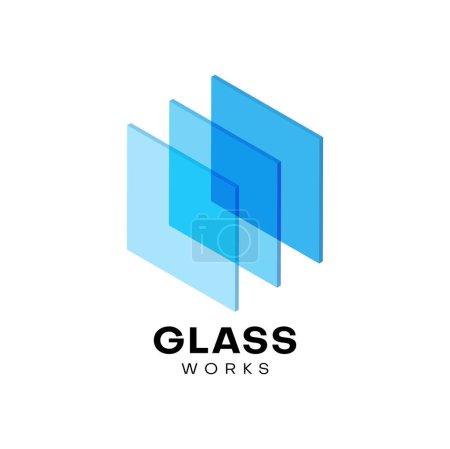 Illustration for Glass sheets vector icon with clear transparent panels for window, door and wall. Isolated rectangular plates of architecture glass, building material company, glasswork or glazing service symbol - Royalty Free Image