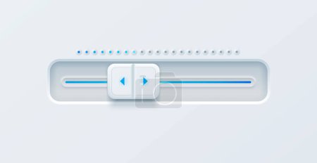 Illustration for Playback slider or bar, 3d vector render of control element for widget or computer program setting value by moving indicator forward and back. Tool for rewind movie, podcast or music in media player - Royalty Free Image