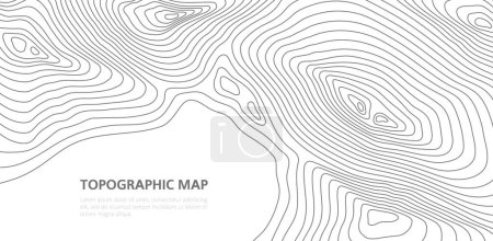 Illustration for Topographic map. Grid, texture, relief contour. Marine topography, ocean or sea travel map vector contour backdrop or pattern. Geography science or maritime navigation monochrome background or banner - Royalty Free Image