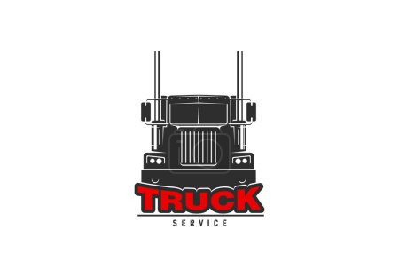 Illustration for Truck service icon. Industrial transport repair garage station, cargo delivery and freight transportation service vector icon, symbol or sign with American classic semi, hauler, lorry and typography - Royalty Free Image