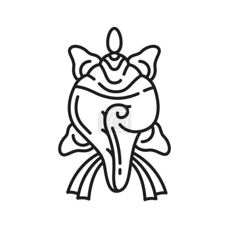 Illustration for Buddhism religion conch shell symbol, Buddhist sign of Dharma and Ayurveda, vector icon. Shankha or shell conch icon of Buddhism, Hinduism and Tibetan Buddhist religious symbol of Ashtamangala - Royalty Free Image