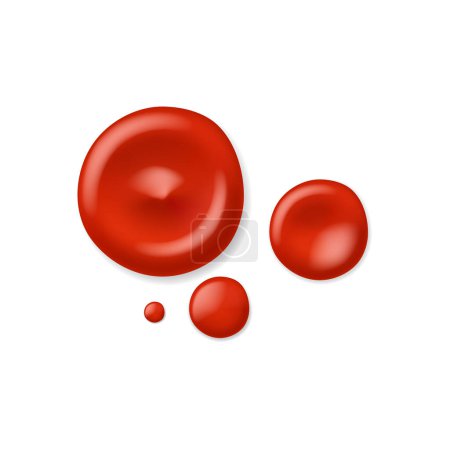 Illustration for Red ketchup sauce splashes, isolated vector blood spots or strawberry jam red blots. Barbeque messy paste, food dressing liquid splatter, splotch, blotch, liquid stamp or drip - Royalty Free Image