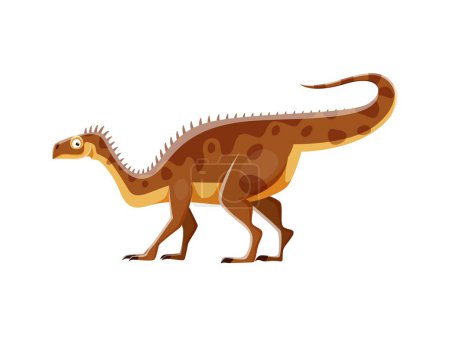 Ilustración de Personaje de dinosaurio Plateosaurus de dibujos animados. Monstruo de la era jurásica, antigua bestia de la vida silvestre o dinosaurio extinto. Lagarto paleontológico, reptil prehistórico Plateosaurus vector aislado personaje divertido - Imagen libre de derechos