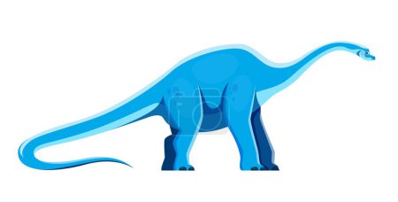 Ilustración de Caricatura Haplocanthosaurus personaje de dinosaurio. Animal prehistórico o lagarto, antiguo monstruo de la vida silvestre o paleontología reptil vector lindo personaje. Dinosaurio herbívoro del período jurásico con cuello largo - Imagen libre de derechos