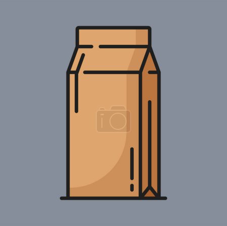 Téléchargez les illustrations : Paquet de carton de lait, paquet pour l'icône de ligne de couleur de boissons. Modélisation de boîte de jus de papier vectoriel. Conteneur en carton blanc pour les produits laitiers - en licence libre de droit