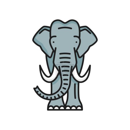 Ilustración de Elefante budismo religión símbolo aislado color contorno icono. Vector animal oriental que simboliza fuerza mental, paciencia y tranquilidad, sabiduría - Imagen libre de derechos