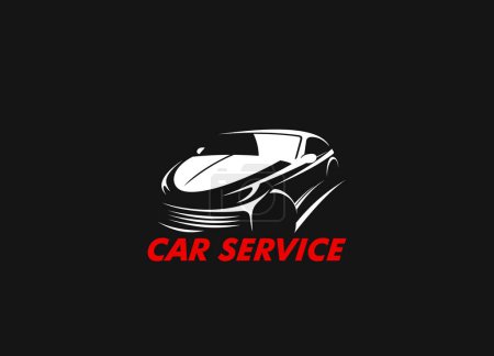 Illustration for Car service, mechanic auto repair and gear garage center, vector icon of automotive care. Car engine fix service, spare parts shop or vehicle transport reparation and motors workshop symbol - Royalty Free Image