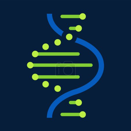 Illustration for Gene cell genetic code icon, cartoon helix structure, sequence of chromosomes. Vector DNA abstract polygonal wireframe molecule helix spiral - Royalty Free Image