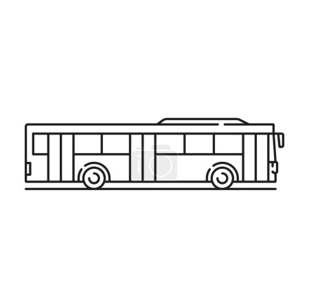 Téléchargez les illustrations : Bus ville publique signe isolé bus scolaire icône de contour. Vecteur passager sprinter pour les touristes. Véhicule scolaire, panneau de gare - en licence libre de droit
