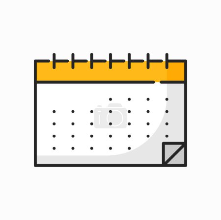 Ilustración de Hoja de papel de página de calendario de pared con horario mensual. Vector bloc de notas garabato maqueta, planificación agenda agenda de agenda en espiral bind - Imagen libre de derechos