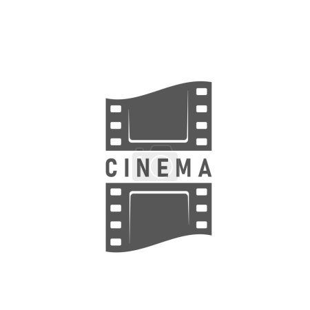 Illustration for Movie cinema icon of film strip or filmstrip, video channel or TV media vector symbol. Television studio and movie production and cinema entertainment show emblem of camera filmstrip for movie theater - Royalty Free Image