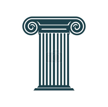 Illustration for Column, ancient Greek pillar icon of legal attorney or law office and legislation firm, vector symbol. Column pillar sign of lawyer notary, justice and legislation or judicial education university - Royalty Free Image