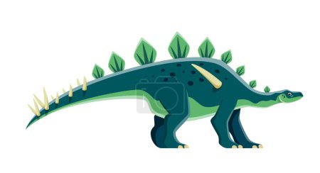 Illustration for Cartoon dinosaur character, Lexovisaurus cute dino of Jurassic, vector kids toy lizard. Lexovisaurus dinosaur of stegosaur species genus, prehistoric reptile and funny paleonotology extinct animal - Royalty Free Image