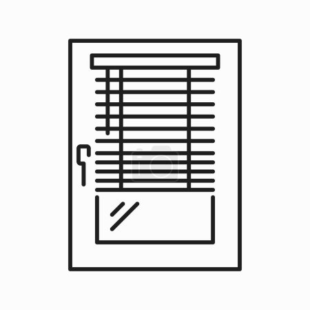 Illustration for Window horizontal blind, isolated line icon of sun protection shade. Vector room darkening and light blocking jalousie, window blinds on roller - Royalty Free Image