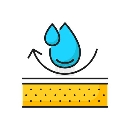 Illustration for Waterproof mattress, water resistant surface texture color icon. Vector impermeable water protection, material of liquids resistant surface - Royalty Free Image