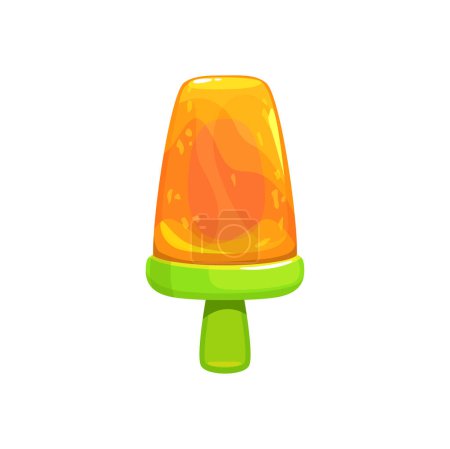 Illustration for Cartoon fruit popsicle ice cream. Cafe frozen juice popsicle, restaurant fruit ice cream, summer food or gelateria isolated vector dessert. Confectionery shop gelato, sweet meal icon - Royalty Free Image