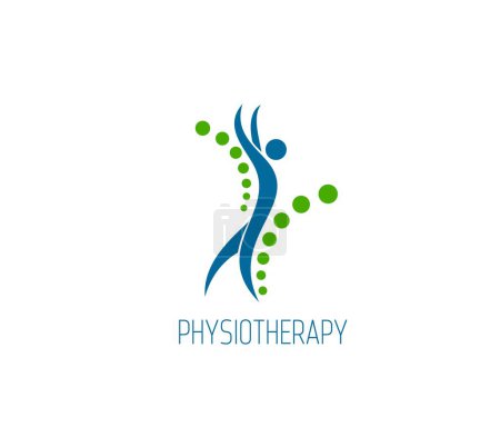 Photo for Physiotherapy icon, spine back pain and body health, chiropractic massage and therapy, vector symbol. Physiotherapy or chiropractor icon for spine health rehabilitation therapy or medical fitness - Royalty Free Image