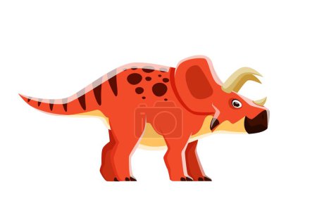 Téléchargez les illustrations : Personnage de dessin animé dinosaure, Arrhinoceratops dino lézard, vecteur jouet Jurassique mignon. Enfants dinosaures collection de prédateurs préhistoriques et dino éteint, Arrhinoceratops genre espèces avec cornes - en licence libre de droit