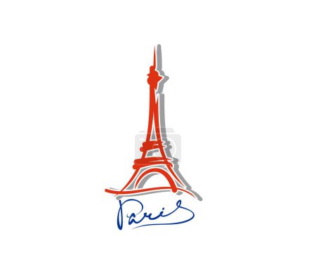 Illustration for Paris Eiffel tower icon, France landmark of travel, vector French symbol for fashion store or restaurant. Eiffel tower creative emblem for city tour or Parisian culture symbol in outline silhouette - Royalty Free Image