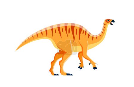 Ilustración de Personaje de dinosaurio Camptosaurus de dibujos animados, niño dino de Jurásico, vector lindo animal extinto. Personaje de dinosaurio Camptosaurus para educación en paleontología infantil o colección de dino jurásico - Imagen libre de derechos