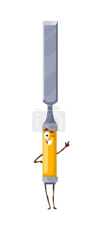 Illustration for Cartoon chisel tool character, work instrument of carpentry and woodworking, vector personage. DIY equipment and construction workshop item, funny chisel character with smile and thumb up - Royalty Free Image
