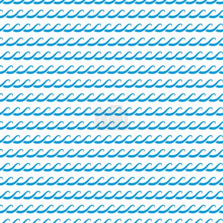 Illustration for Sea and ocean blue waves seamless pattern. Vector background with water surf. Decorative blue and white textile or fabric geometric repeated waves ornament, nautical theme - Royalty Free Image
