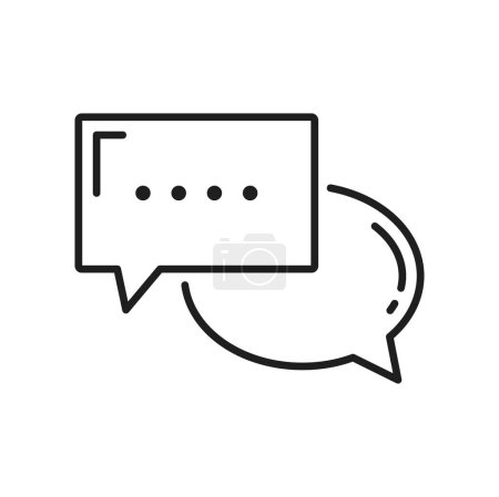 Illustration for Dialog message speech bubble thought note isolated outline icon. Vector dialogue or talk speech bubble, chatting or message box, thought or say text sign - Royalty Free Image