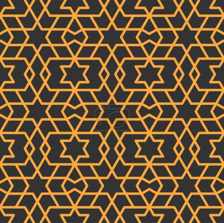 Illustration for Mashrabiya arabesque arabic pattern. Seamless islamic background. Vector arab window ornament, cnc laser cut decorative wall panel, wallpaper in ethnic ornate style. Abstract grid or mosaic mesh - Royalty Free Image