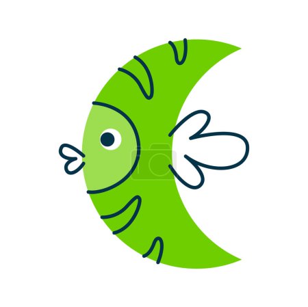 Illustration for Fish cartoon character with funny face, math shape, emotion of happiness. Vector fish geometry shape, preschool education element - Royalty Free Image