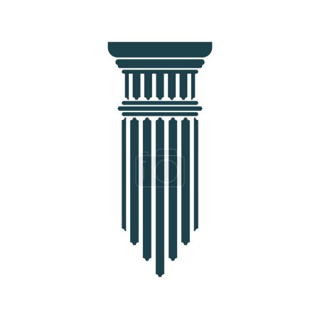 Illustration for Ancient greek column and pillar symbol. Legal, attorney, law office vector icon with roman architecture element. Court, university, bank or museum sign with antique temple column or pillar silhouette - Royalty Free Image