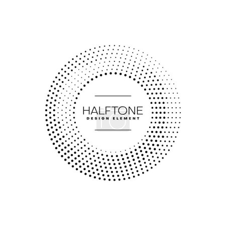 Illustration for Halftone circle pattern frame border with vector texture of abstract black dots. Modern banner, label or cover with isolated half tone dotted geometric shape. Round frame of random points and spheres - Royalty Free Image