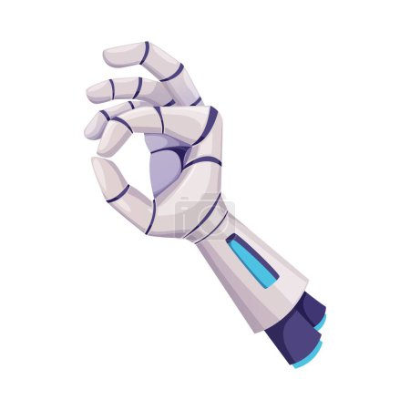 Illustration for Robot hand showing ok good emoji gesture sign. Vector cyborg arm showing yes, future artificial technology cyborg droid mechanical prosthesis - Royalty Free Image