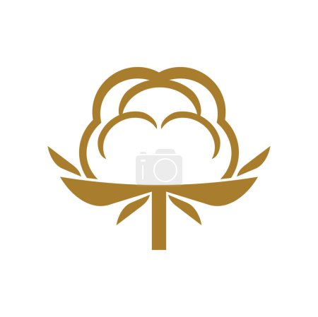 Illustration for Cotton flower icon, natural fabric and organic eco textile vector label. Cotton flower boll or plant bud sign for 100 bio production, natural fiber and pure cosmetic or eco clothing and agriculture - Royalty Free Image